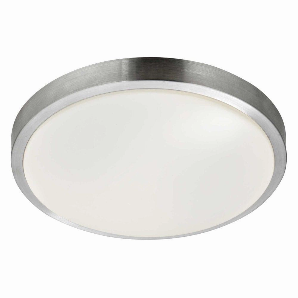 Zurich LED Silver/Acrylic Shade Flush Bathroom Ceiling Light white ceiling lamp